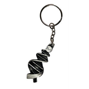 DNA Science Biology Silver Pewter Keychain