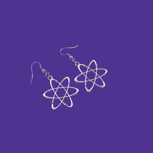 Atom Drop Earrings Stainless Steel Science Research Chemistry