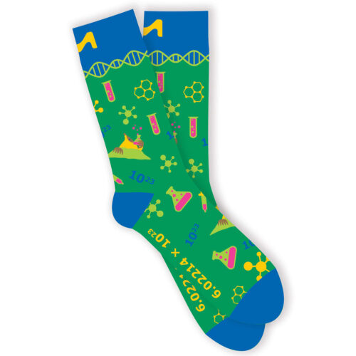 Mole day socks featuring Avogadro's number