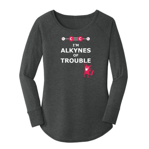 Alkynes of Trouble Womens Science Chemistry Black Frost Long Sleeve T-Shirt
